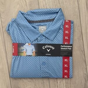 NWT Callaway Men's Blue Polo Shirt Size XL Performance Stretch Opti-Dri Golf